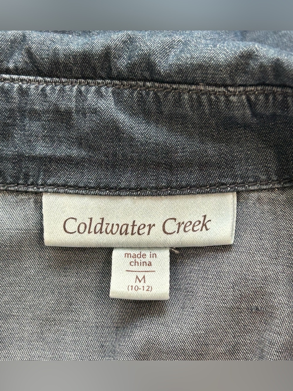 Coldwater Creek M Denim Chambray Shirt Dress Button Front Country Western Boho - Picture 8 of 9
